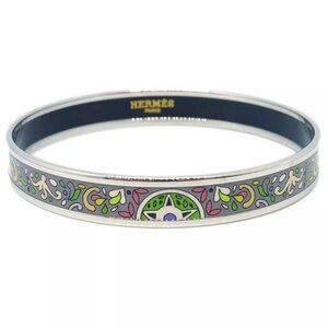 Hermes Enamel Cloisonne Ware Bangle Silver